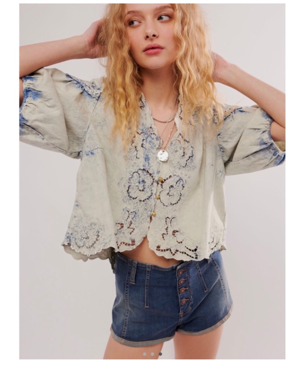 RARE Free people Corinna Cutwork top